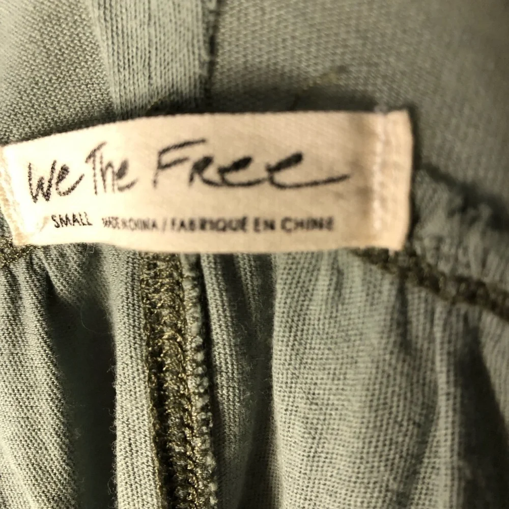 We The Free FP Cropped Boho Button Down Top Sz S Flowy Oversized Green Cotton